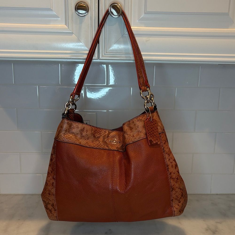 Coach Bag Purse Handbag Lexy Leather Snakeskin Pocketbook Shoulder Bag - Htf